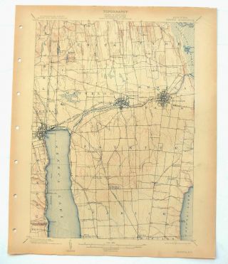 Geneva Seneca Falls Romulus York Antique Usgs Topo Map 1902 Topographical