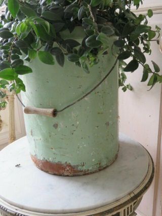 Awesome Old Vintage Metal Painters Paint Bucket Pail Light Green Use As Planter