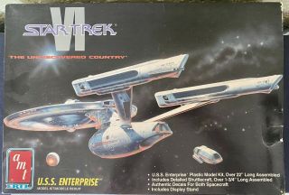 Star Trek Vi: The Undiscovered Country Uss Enterprise Amt/ertl Kit 1991 Open Box