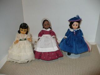 3 Vintage Madame Alexander Kins 8 " - Prissy & Bonnie Blue 630 & Scarlett 425 Euc