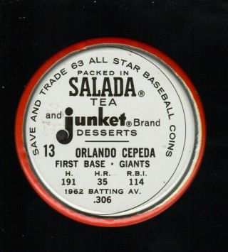 Orlando Cepeda 1963 Salada tea/Junket dessert 13 2