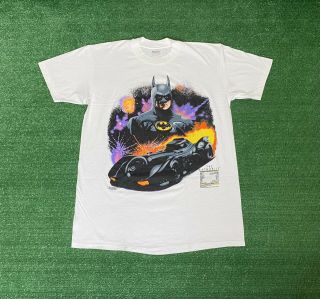 Vintage 1989 Dc Comics Batman Batmobile T - Shirt Size L