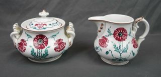 Antique Villeroy & Boch Saxony Sugar Bowl And Creamer Dresden Made In Germany