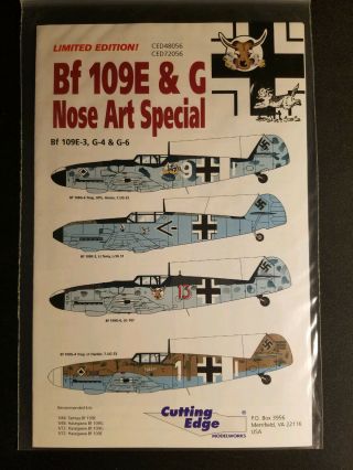 1/48 Cutting Edge Decal Set 48056 Bf 109 E & G Nose Art Special