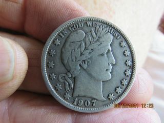 Better Date Very Fine 1907 - D Barber Silver Half Dollar