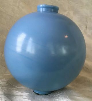 Vintage Delphite Blue Milk Glass Lightning Rod Ball 4 1/2” Round Glass Globe