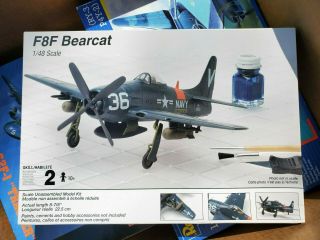 Testors Grumman F8f - 2 Bearcat 1:48 Plastic Model Fighter Plane Kit 519 Us Navy