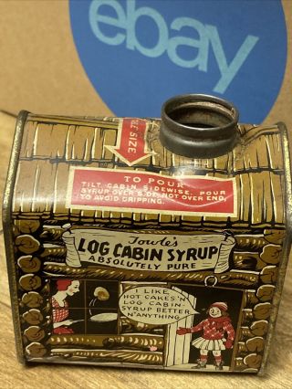 Antique Towles Log Cabin Syrup Tin Box C 1920 