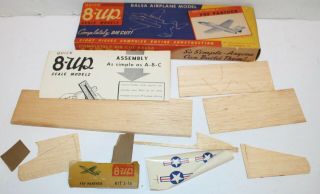Quick 8 Up Scale Model Balsa Wood Airplane Vintage F9f Panther Jet Die Cut 5 - 16