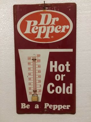 Vintage Dr.  Pepper Thermometer Hot Or Cold Sign Be A Pepper,  Antique And Metal