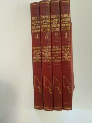 Antique 1924 Audels Masons And Builders Guide Complete Set 1 - 4 Theo.  Audel & Co.