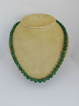 Antique Natural Stone Green Jade Jadeite Beads Necklace