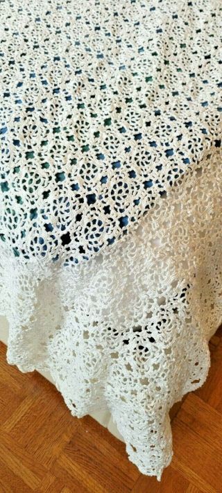 Vintage Crochet Bedspread Bed Cover Blanket Throw Shabby Chic 90x90 Large Lace