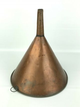 Antique Solid Copper Funnel W/ Soldered Seams Moonshine Dairy Farm Brewing Large