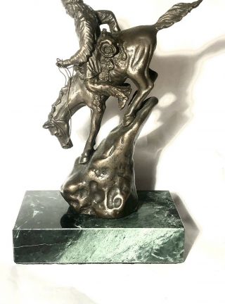 Frederic Remington Signed Bronze Horse Rattlesnake Statue Vintage 5”