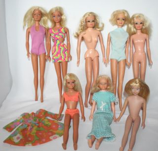 8 Vintage Barbie Dolls,  Good,  Nude & Dressed,  Fc To Ec
