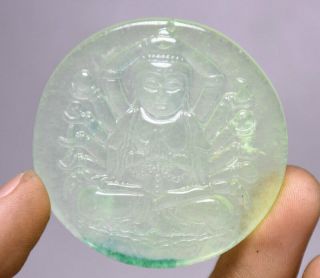 Natural Emerald Ice Jadeite Jade Carving 1000 Arms Avalokiteshvara Of Goddess