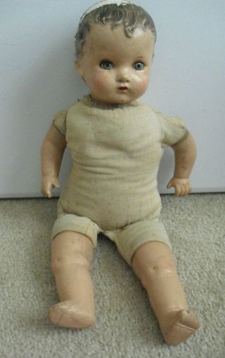 Vintage 1930s Jayco Composition Cloth Baby Boy Doll 16 " Tall
