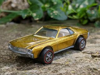 Vintage Hot Wheels Redline Custom Amx Honey Gold 1969 Unrestored