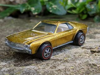 Vintage Hot Wheels Redline Custom AMX Honey Gold 1969 Unrestored 3