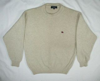 Mens Vintage Burberry Beige 100 Lana Wool Sweater Size 5 (l)
