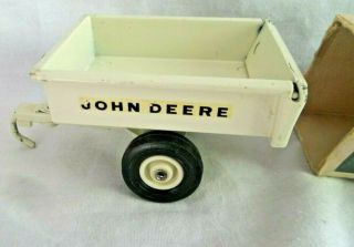 Vintage Ertl John Deere White Toy Dump Cart With A Box,  Stock No.  542