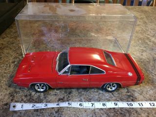 1968 Dodge Charger R/t Orange Ertl 1/18 Th Scale Diecast Model With Display Case