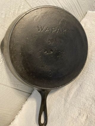 Rare Vintage Antique Wapak 8 Cast Iron Skillet Frying Pan 1903 - 1926 Heat Ring