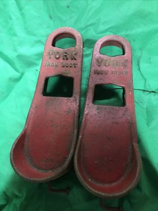 Vintage Antique Metal Iron Weight Lifting Shoes York Iron Boots