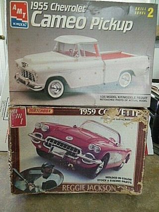 2 Vintage Amt Ertl Kits 1955 Chevrolet Cameo Pickup 6053 & 59 Corvette Pk4183