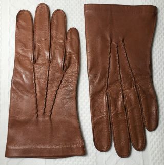 Unisex Brooks Brothers Gloves Light Brown 7 1/2 Soft Leather Vintage Estate Men