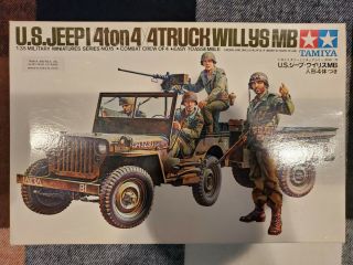 Tamiya 1/35 U S Jeep Willys Mb W/ Trailer/8 Figures Kit Mm115a/vintage