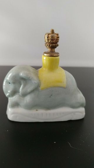 Vintage Antique Perfume Bottle German Crown Top Sleeping Elephant 1920 
