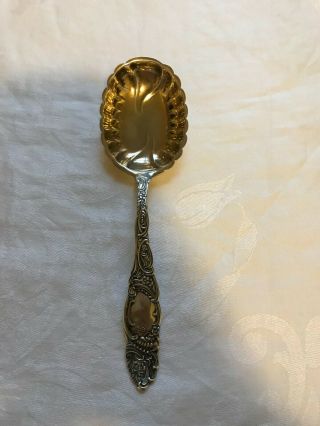 Estate Vintage Gold Washed Sterling Silver Serving Spoon