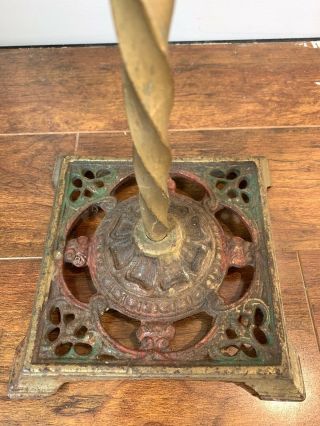 Antique 1920’s Floor Lamp Parts Brass Cast Iron Art Deco Light Base Vintage J