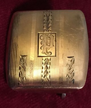 Sterling W/ Solid Gold Inlay Antique Art - Deco Dunn Bros Slide Belt Buckle 19.  4 G