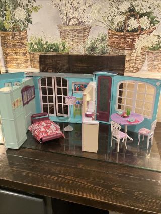 Barbie Blue Folding My House 2007 With Furniture