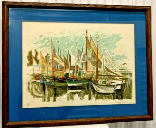 Wonderful Colorful Vintage Simon Chaye Lithograph Art Signed Numbered Framed