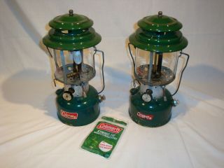 2 Vintage Coleman Lanterns Model 220f Sunshine Of The Night.  4/65 & 9/64