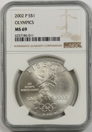 2002 - P Olympics Salt Lake City $1 Ngc Ms 69 Modern Commemorative Silver Dollar