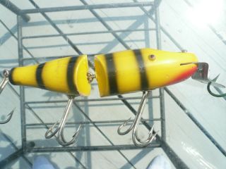 Creek Chub Husky? Pikie Jointd Bumble Bee Wood 6 1/4 In. ,  Jointed Old Time Beauty