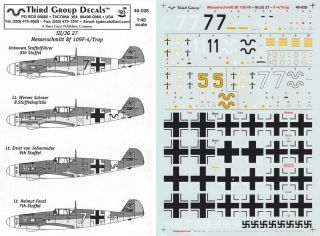 Third Group Decals 1/48 Messerschmitt Bf 109f - 4/trop Iii.  /jg 27 (luftwaffe)