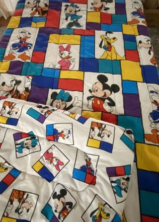 Vintage Disney Comforter Blanket Mickey Minnie Donald - Twin Bed Size Vintage