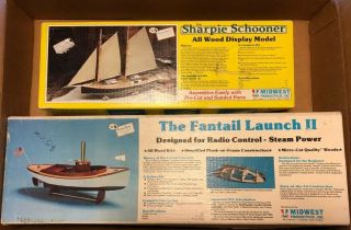 2 Midwest Products Wood Boat Kits 958 Fantail Launch Ii And 968 Sharpie Schooner