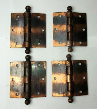4 Antique STANLEY SWEETHEART Cannon Ball Tiger Copper Japanned Door Hinge 3.  5 