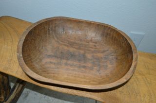 15 3/4 " X 11 3/4 " Hand Carved Antique Wood Dough Bowl,  Estate Find