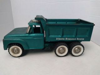 Vintage Structo Hydraulic Dumper Pressed Steel Toy Truck Metallic Green