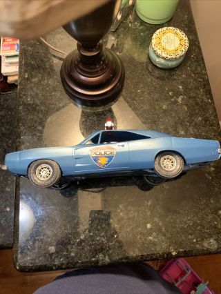 Vintage Processed Plastic 1969 Dodge Charger Toy Car Rare Police Car 13 "