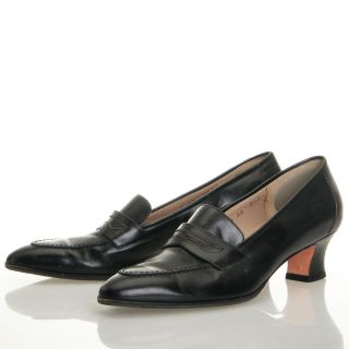 Salvatore Ferragamo Vintage Black Leather Penny Loafer Heels - Size 8 2a