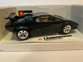 Vintage Diecast 1:18 Bburago 1988 Lamborghini Countach Black 3037 Made In Italy